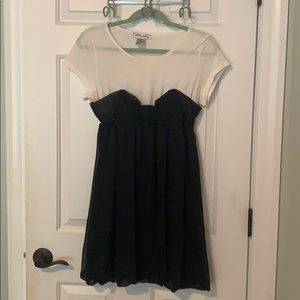 Navy and white dress with bow detail